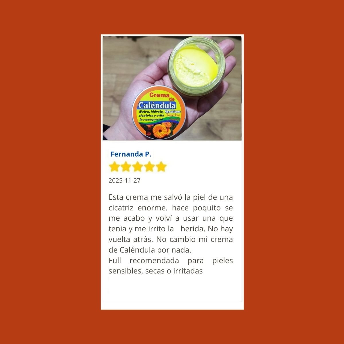 Crema facial de Caléndula para piel sensible y rosácea, bálsamo calmante natural para reducir rojeces e inflamación cutánea.