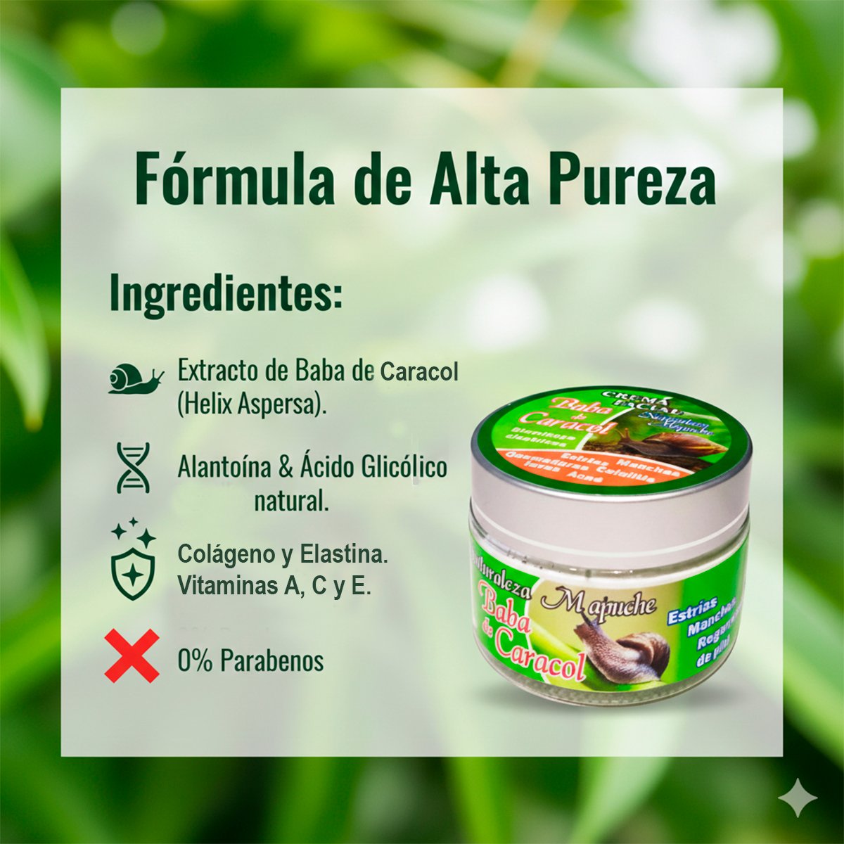 Crema facial estética de Baba de Caracol para renovación celular, tratamiento de belleza contra manchas y secuelas de acné con colágeno y elastina.