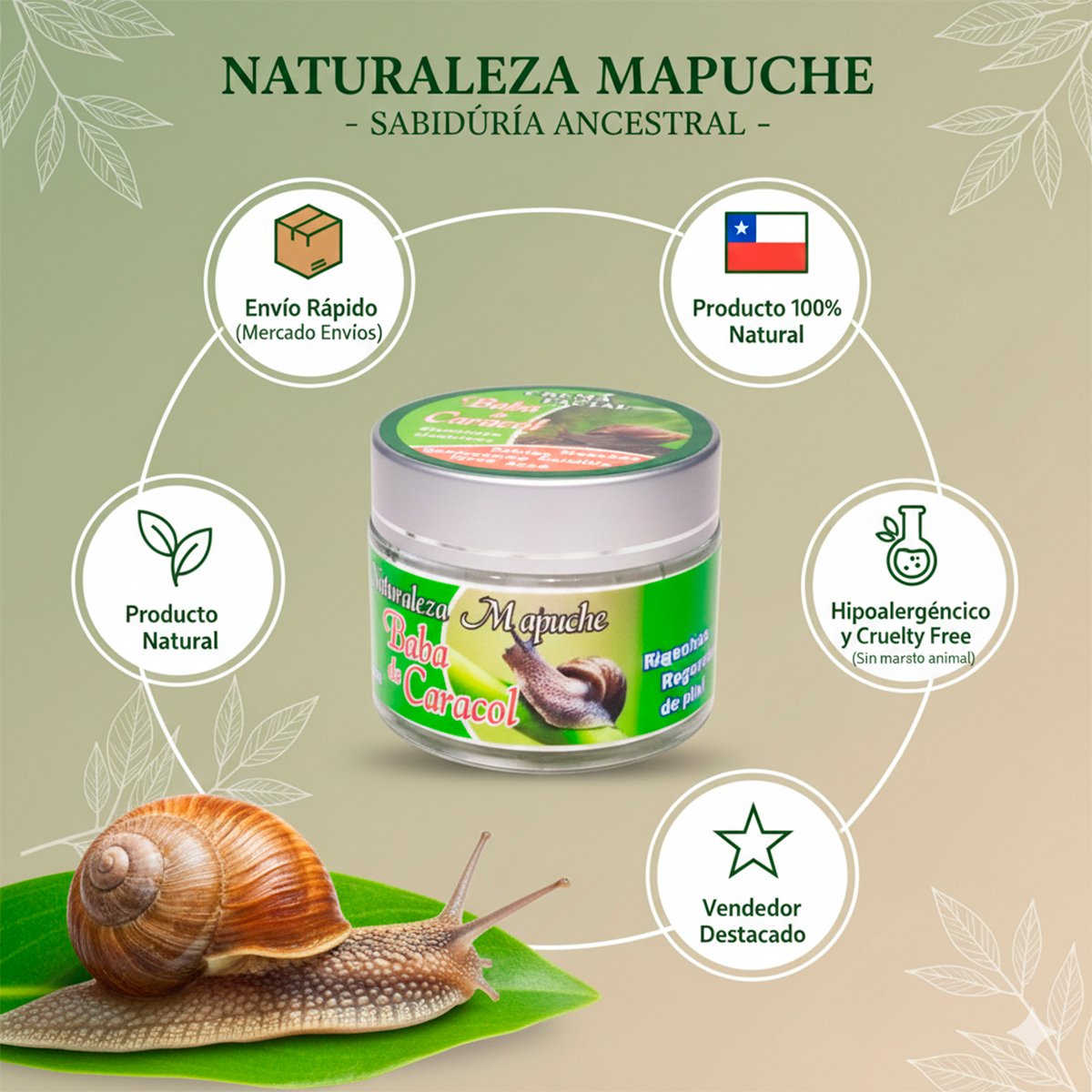 Crema facial estética de Baba de Caracol para renovación celular, tratamiento de belleza contra manchas y secuelas de acné con colágeno y elastina.