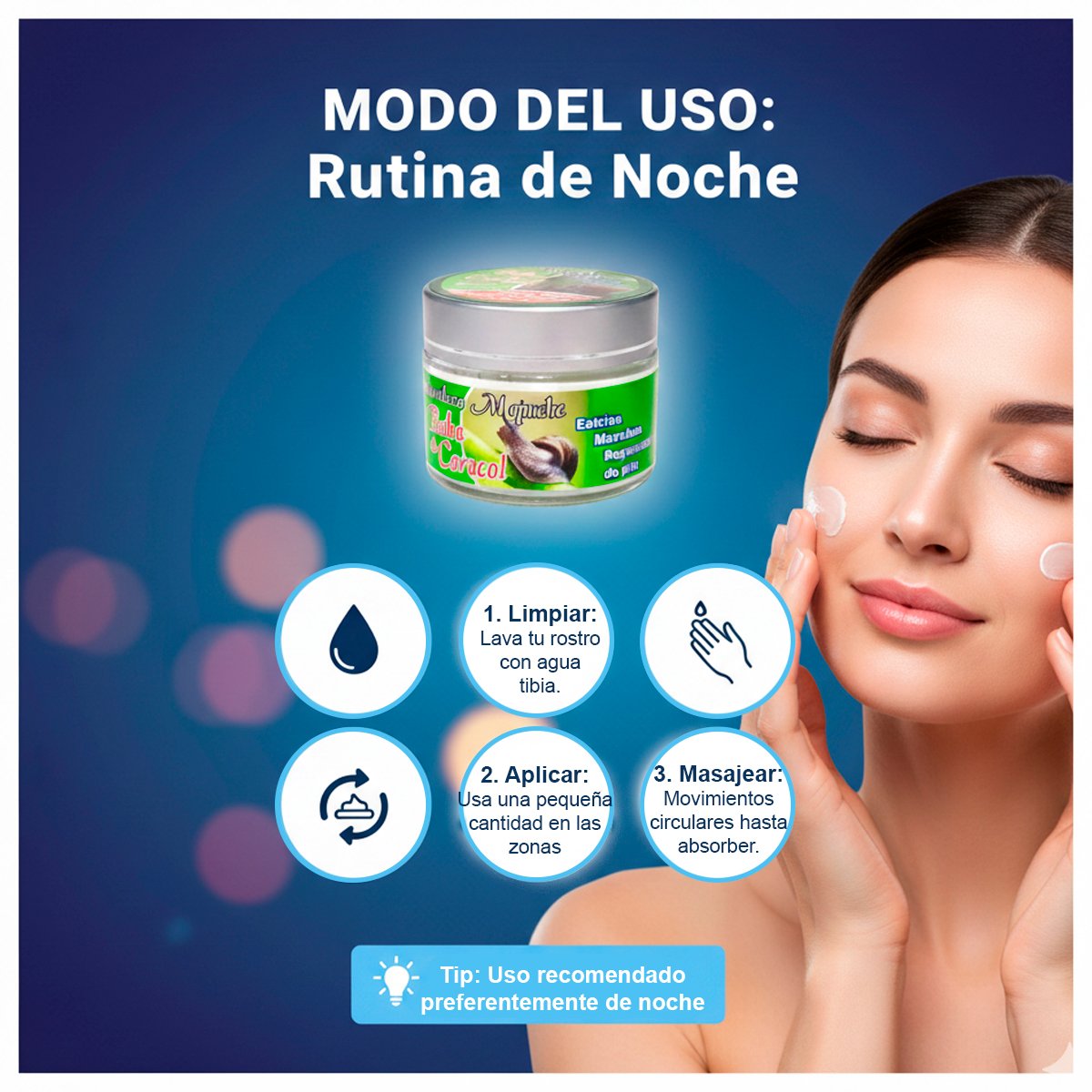 Crema facial estética de Baba de Caracol para renovación celular, tratamiento de belleza contra manchas y secuelas de acné con colágeno y elastina.